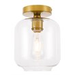 Living District Collier 1-Light Metal & Glass Flush Mount in Brass/Clear
