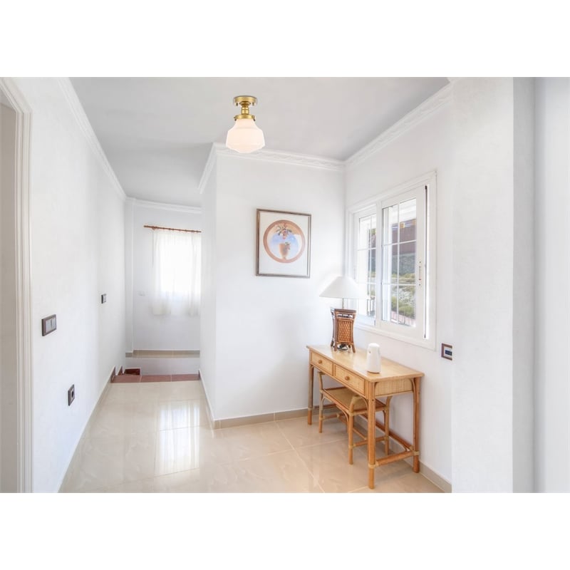 Living District Lyle 1-Light Metal & Glass Flush Mount in Brass/Frosted White