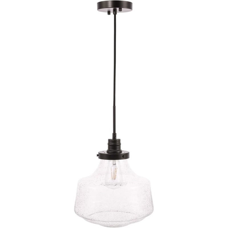 Living District Lyle 1-Light Metal Pendant in Black and Clear Seeded