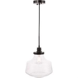 Living District Lyle 1-Light Metal Pendant in Black and Clear Seeded