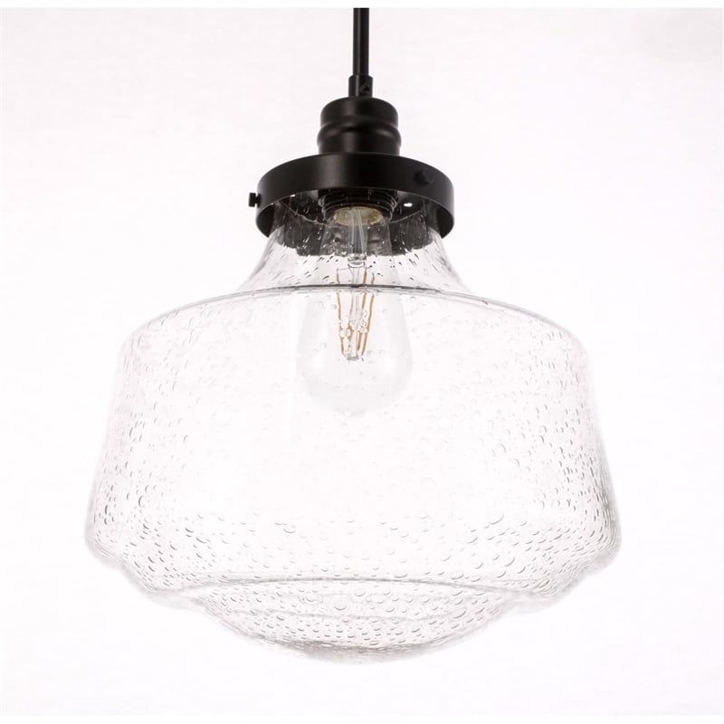 Living District Lyle 1-Light Metal Pendant in Black and Clear Seeded