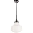 Living District Lyle 1-Light Metal Pendant in Black and Frosted White Glass
