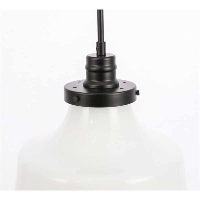 Living District Lyle 1-Light Metal Pendant in Black and Frosted White Glass