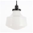 Living District Lyle 1-Light Metal Pendant in Black and Frosted White Glass