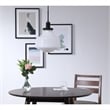 Living District Lyle 1-Light Metal Pendant in Black and Frosted White Glass