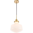 Living District Lyle 1-Light Metal Pendant in Brass and Frosted White Glass