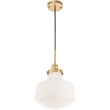Living District Lyle 1-Light Metal Pendant in Brass and Frosted White Glass