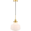 Living District Lyle 1-Light Metal Pendant in Brass and Frosted White Glass