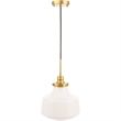 Living District Lyle 1-Light Metal Pendant in Brass and Frosted White Glass