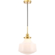 Living District Lyle 1-Light Metal Pendant in Brass and Frosted White Glass