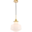 Living District Lyle 1-Light Metal Pendant in Brass and Frosted White Glass