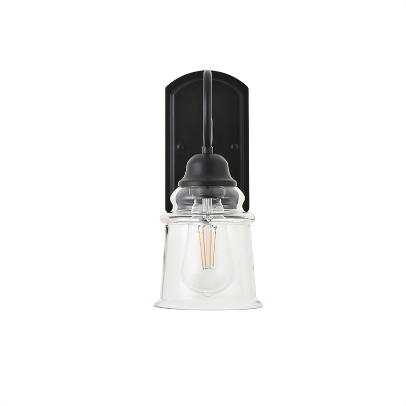 Living District Spire 1-Light Metal Wall Sconce in Black and Clear