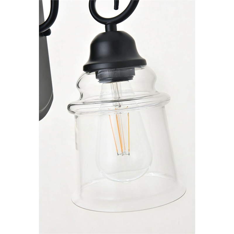 Living District Spire 1-Light Metal Wall Sconce in Black and Clear