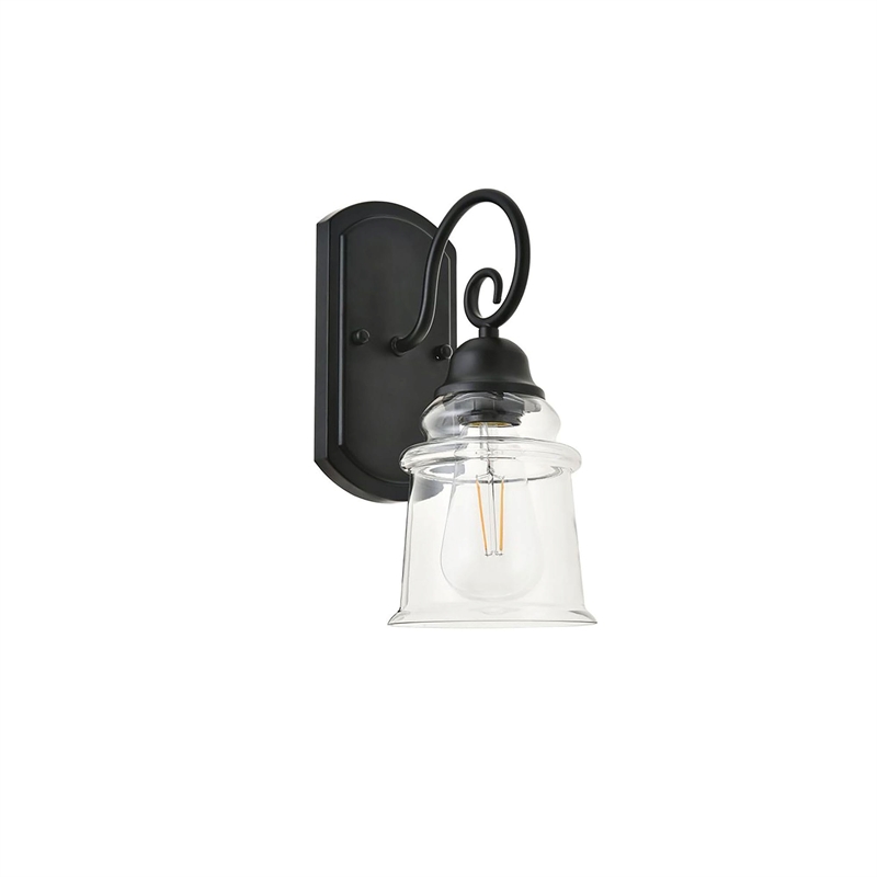 Living District Spire 1-Light Metal Wall Sconce in Black and Clear