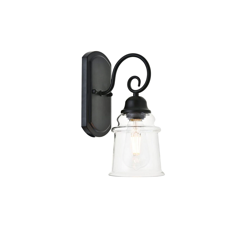 Living District Spire 1-Light Metal Wall Sconce in Black and Clear