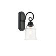 Living District Spire 1-Light Metal Wall Sconce in Black and Clear
