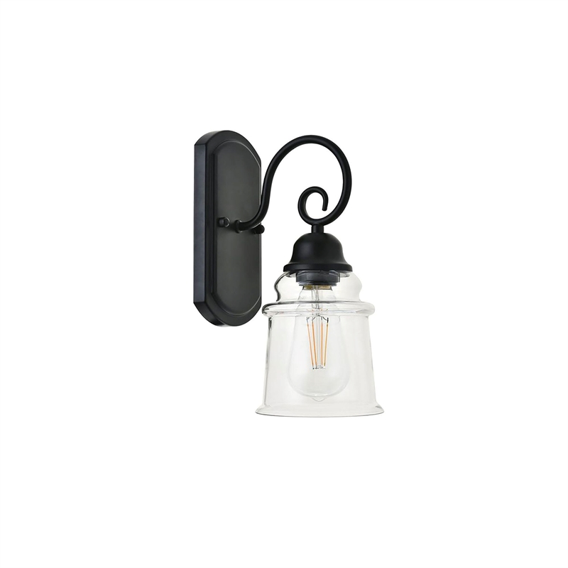 Living District Spire 1-Light Metal Wall Sconce in Black and Clear