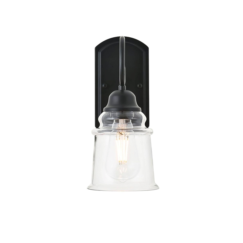 Living District Spire 1-Light Metal Wall Sconce in Black and Clear