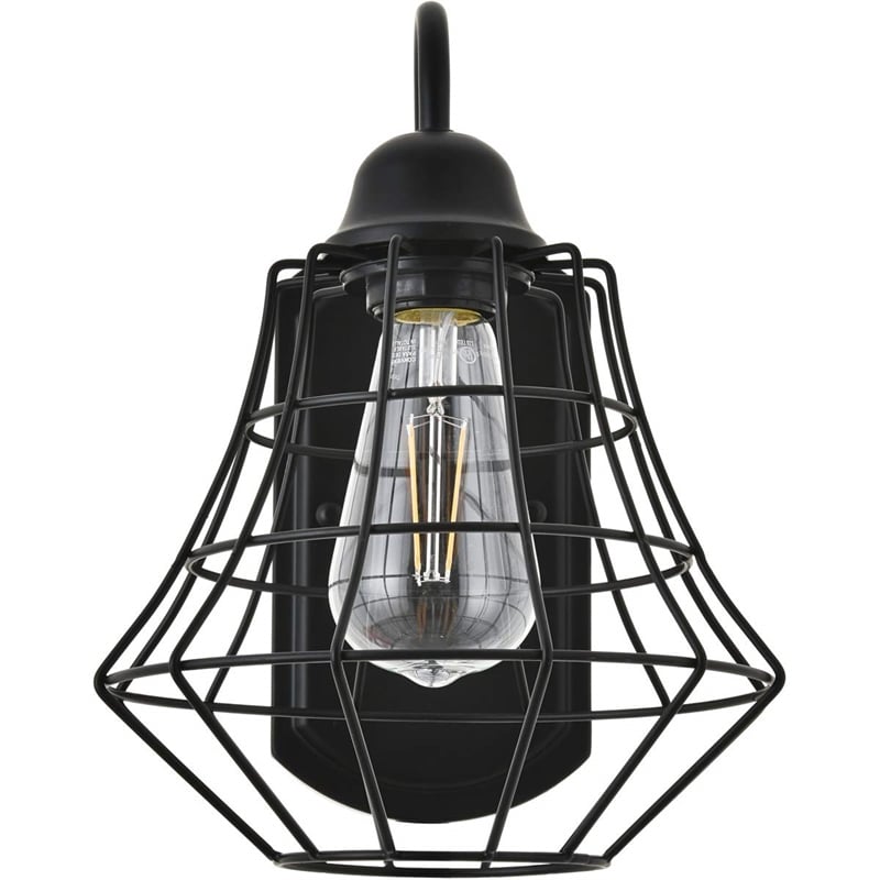 Living District Candor 1-Light Mid-Century Metal Wall Sconce in Black