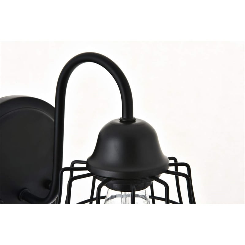 Living District Candor 1-Light Mid-Century Metal Wall Sconce in Black