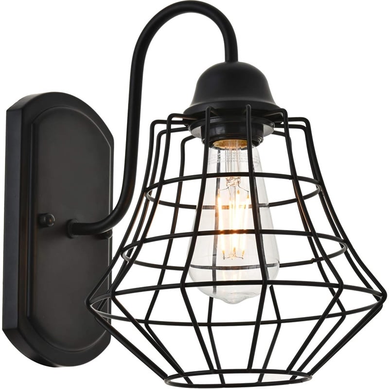 Living District Candor 1-Light Mid-Century Metal Wall Sconce in Black