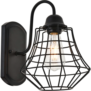 Living District Candor 1-Light Mid-Century Metal Wall Sconce in Black