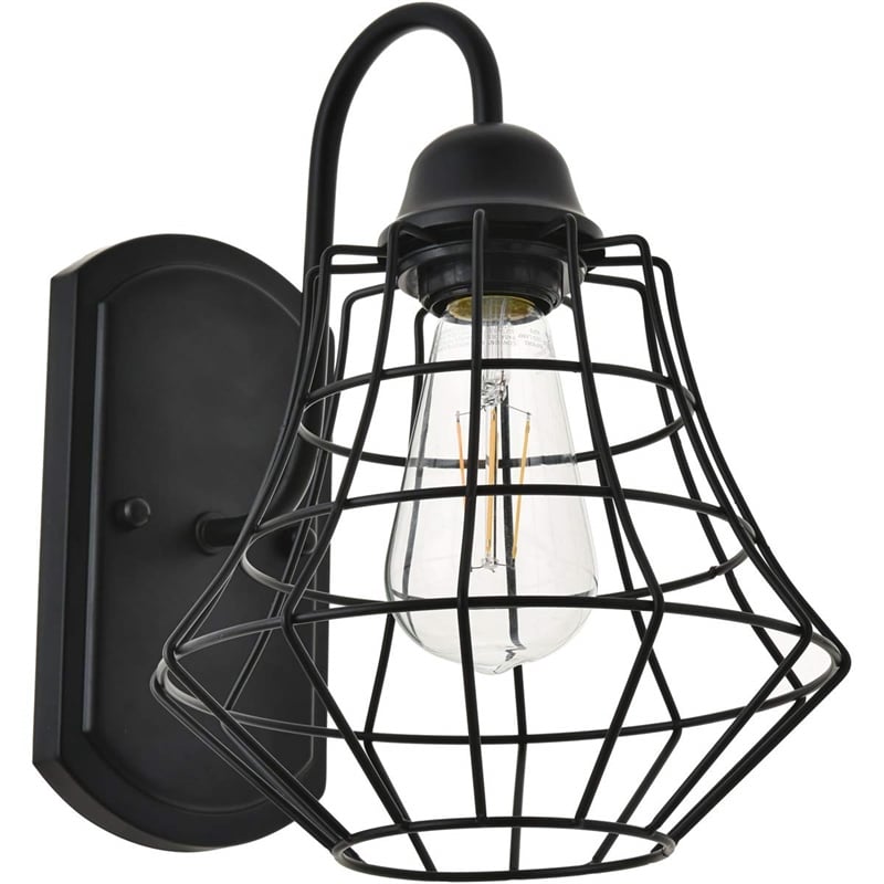 Living District Candor 1-Light Mid-Century Metal Wall Sconce in Black