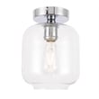 Living District Collier 1-Light Metal & Glass Flush Mount in Chrome/Clear