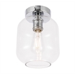 Living District Collier 1-Light Metal & Glass Flush Mount in Chrome/Clear