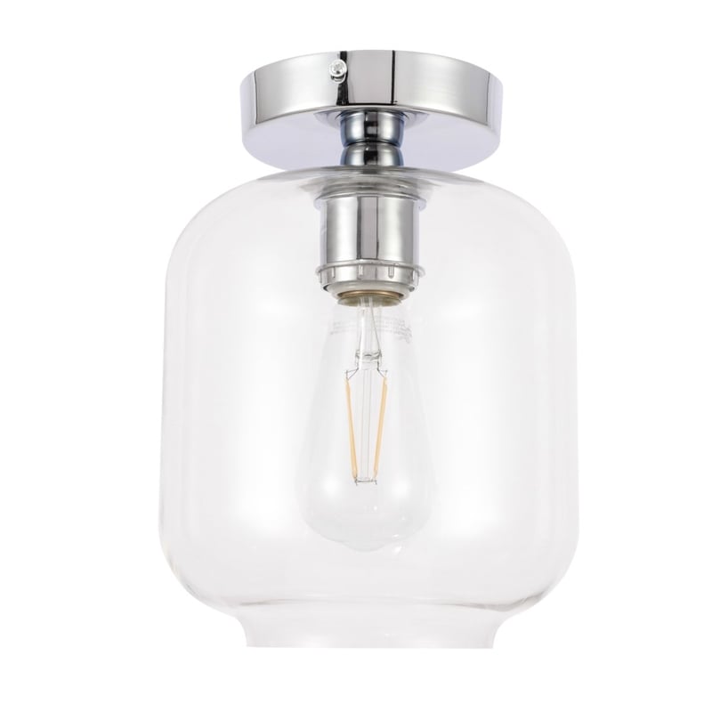 Living District Collier 1-Light Metal & Glass Flush Mount in Chrome/Clear