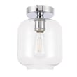 Living District Collier 1-Light Metal & Glass Flush Mount in Chrome/Clear
