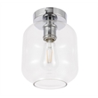 Living District Collier 1-Light Metal & Glass Flush Mount in Chrome/Clear