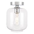 Living District Collier 1-Light Metal & Glass Flush Mount in Chrome/Clear