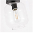 Living District Collier 1-Light Metal & Glass Flush Mount in Black/Clear
