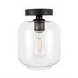 Living District Collier 1-Light Metal & Glass Flush Mount in Black/Clear