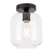 Living District Collier 1-Light Metal & Glass Flush Mount in Black/Clear