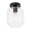 Living District Collier 1-Light Metal & Glass Flush Mount in Black/Clear