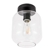 Living District Collier 1-Light Metal & Glass Flush Mount in Black/Clear