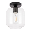 Living District Collier 1-Light Metal & Glass Flush Mount in Black/Clear
