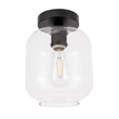 Living District Collier 1-Light Metal & Glass Flush Mount in Black/Clear