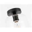 Living District Collier 1-Light Metal & Glass Flush Mount in Black/Clear