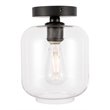 Living District Collier 1-Light Metal & Glass Flush Mount in Black/Clear
