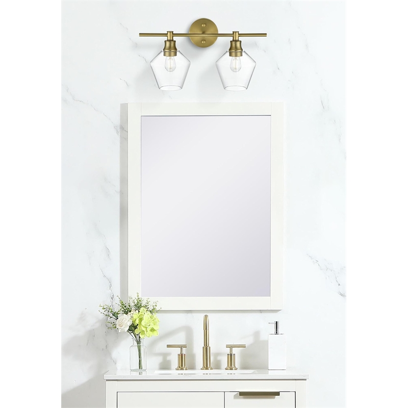 Living District Gene 2-Light Metal Wall Sconce in Brass and Clear Glass