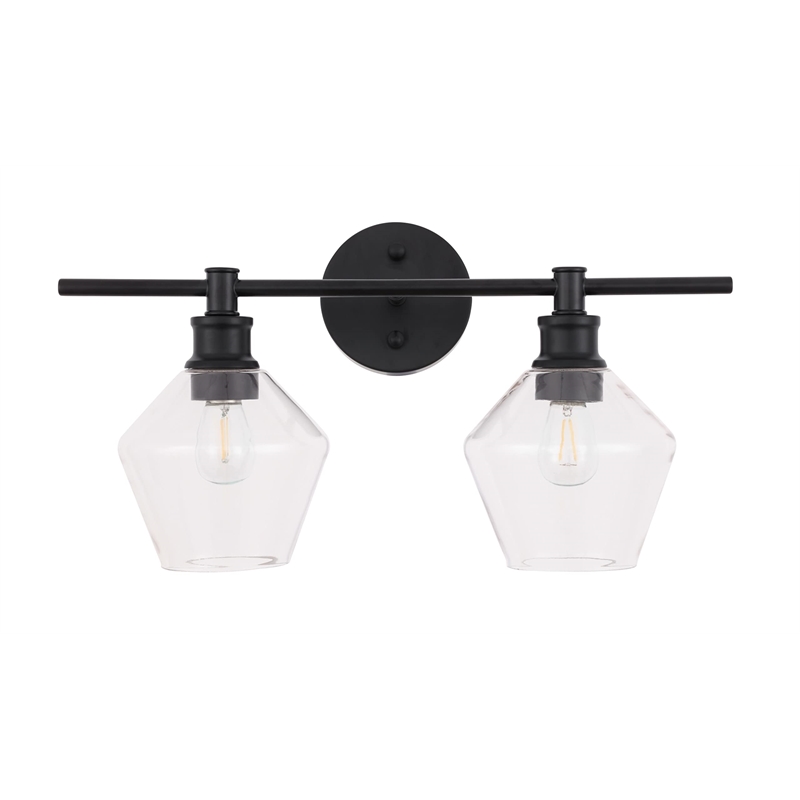 Living District Gene 2-Light Metal Wall Sconce in Brass and Clear Glass