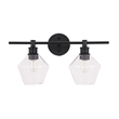 Living District Gene 2-Light Metal Wall Sconce in Brass and Clear Glass