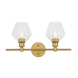 Living District Gene 2-Light Metal Wall Sconce in Brass and Clear Glass