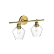 Living District Gene 2-Light Metal Wall Sconce in Brass and Clear Glass