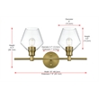 Living District Gene 2-Light Metal Wall Sconce in Brass and Clear Glass