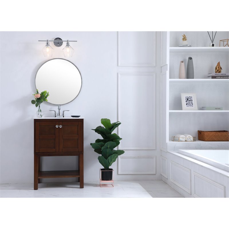 Living District Gene 2-Light Mid-Century Metal Wall Sconce in Chrome and Clear