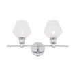 Living District Gene 2-Light Mid-Century Metal Wall Sconce in Chrome and Clear